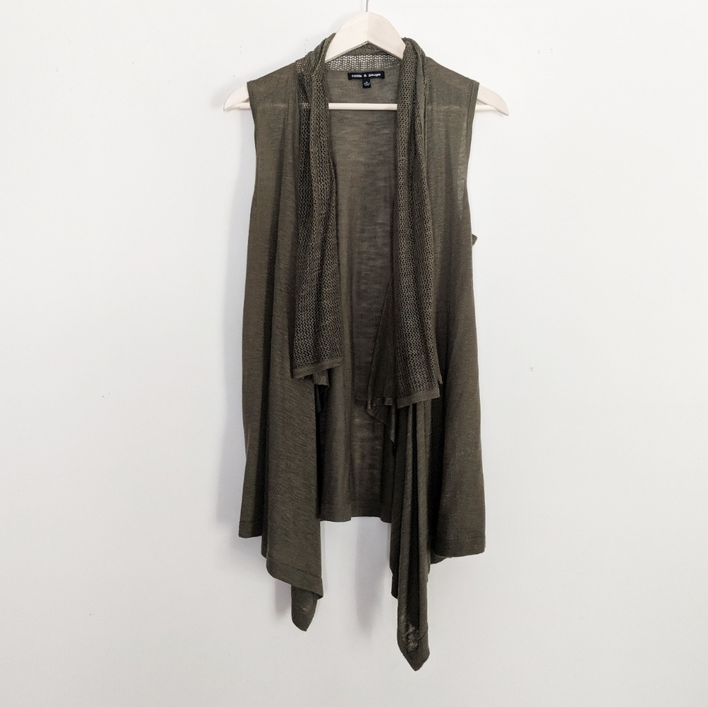 Green Sleeveless Open Front Cardigan Size Medium
